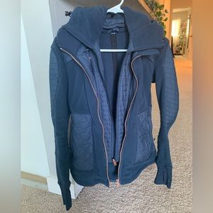 Lululemon navy zip up hooded jacket. Size 4